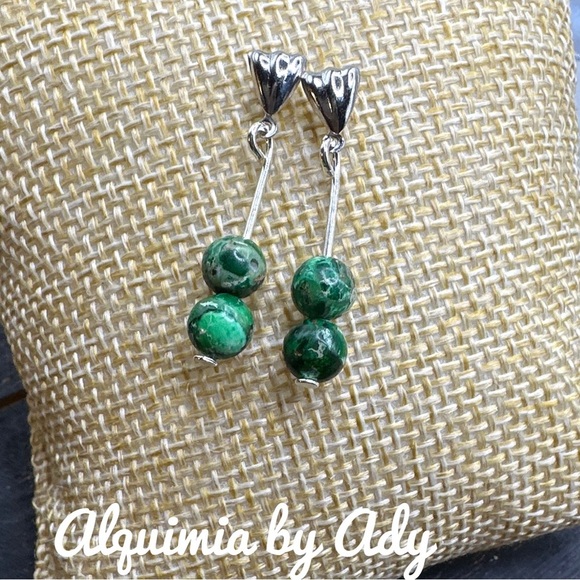 Alquimia Green turquoise Silver Earrings - Picture 1 of 1